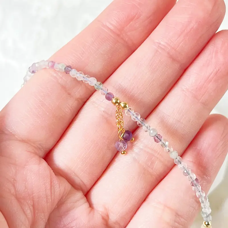Natural Fluorite Gemstone Beaded Anklet 3