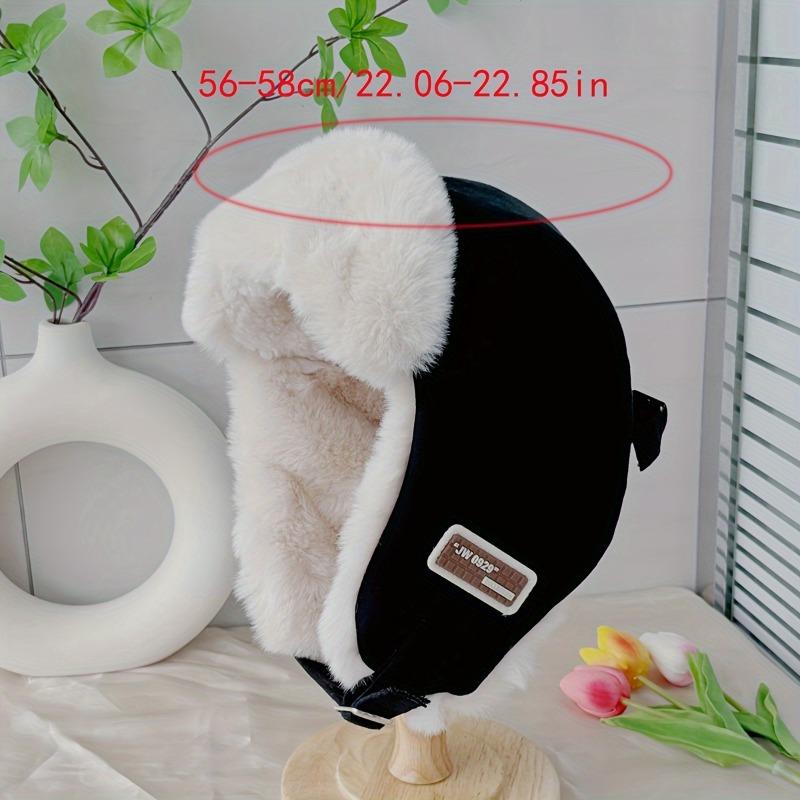 Product Introduction of 1pc Women's Faux Fur Winter Hat, Unisex Thickened Ear Warmers, Casual Knitted Polyester Coat, Non-Stretch, Breathable, Hand Wash or Dry Clean, Ladies Fashion Accessories 3