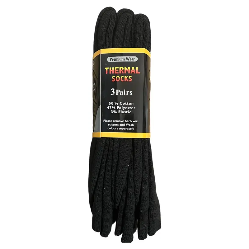 Men's Working Socks 6 Pairs - 12 Pairs Size 6-11 Warm and Thick Black Winter Socks for Men, Thermal - Menswear, Makapal Plain 7