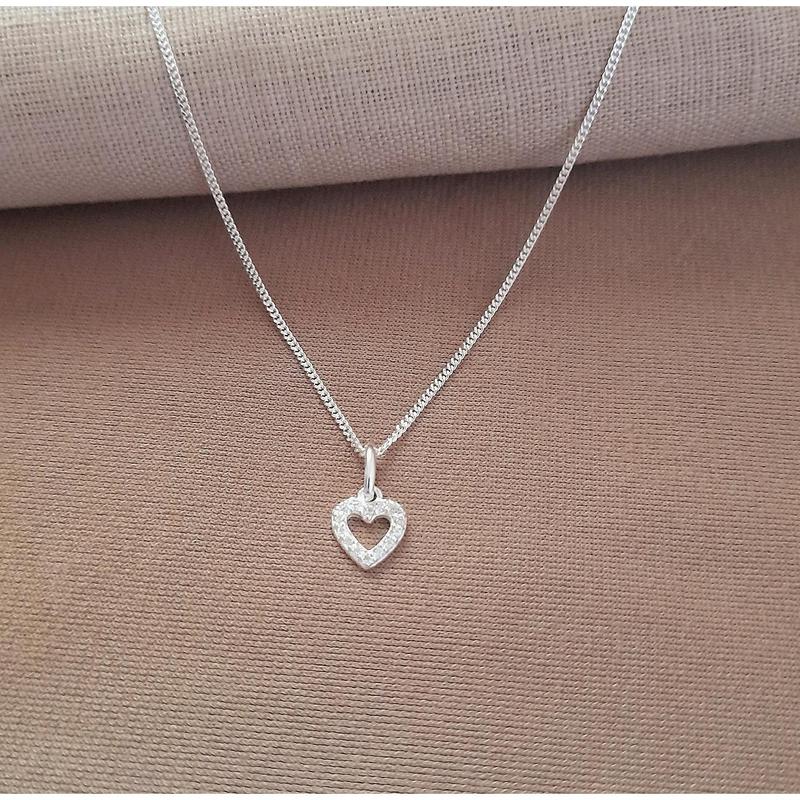 Mother of the Bride Heart Necklace with Cubic Zirconia in Sterling Silver 925, Personalised Jewellery Gift 5