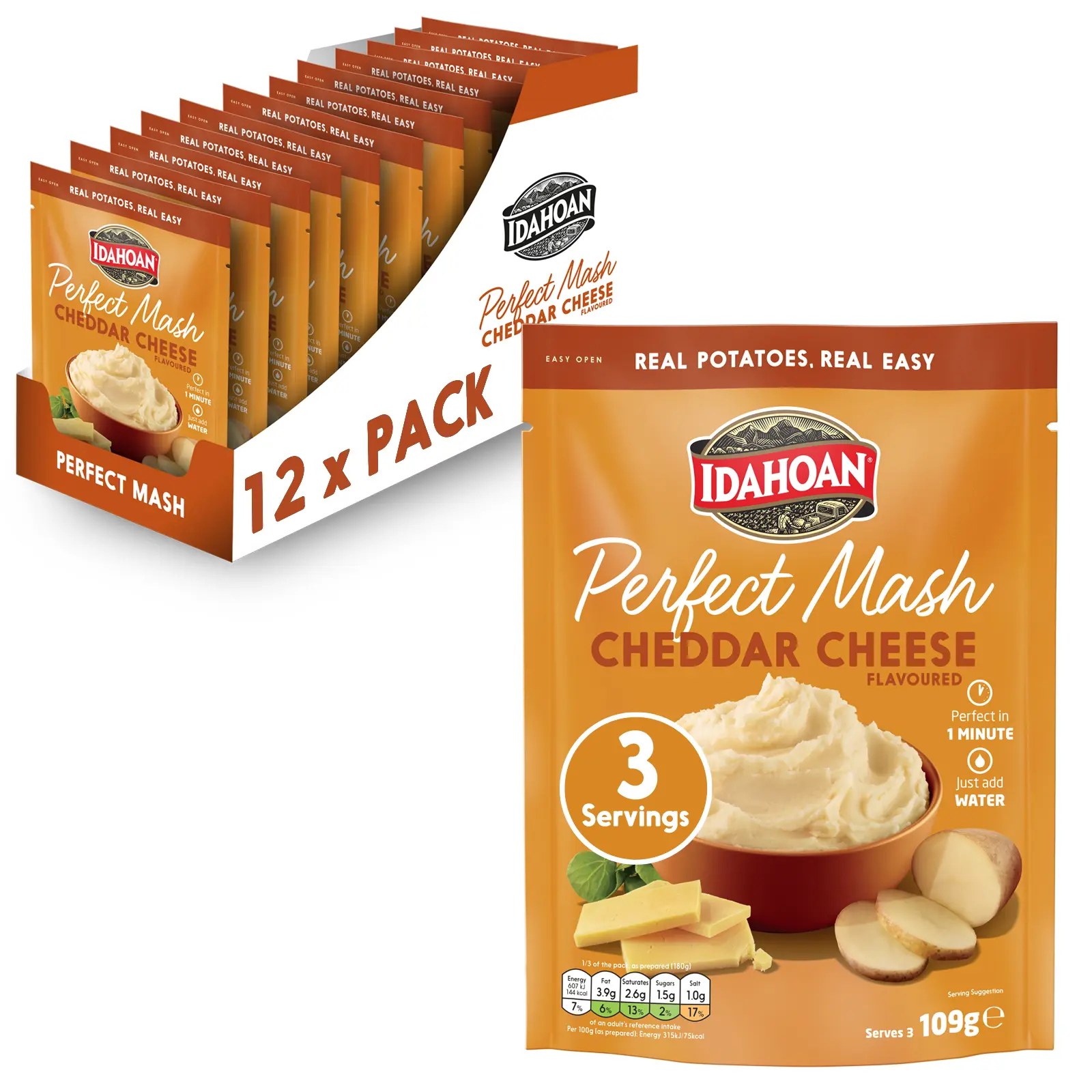 Idahoan Perfect Mash Cheddar Cheese 109g Pack of 12