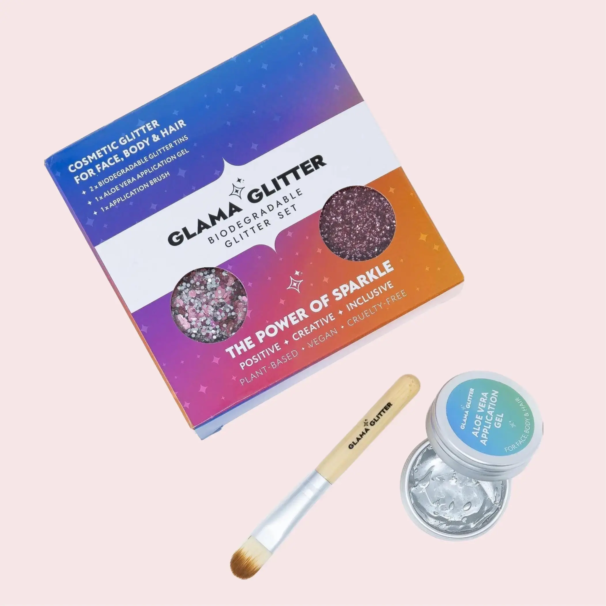 Glamaglitter Pink Unicorn Biodegradable Glitter Set Cosmetic Makeup For Face, Body, Hair