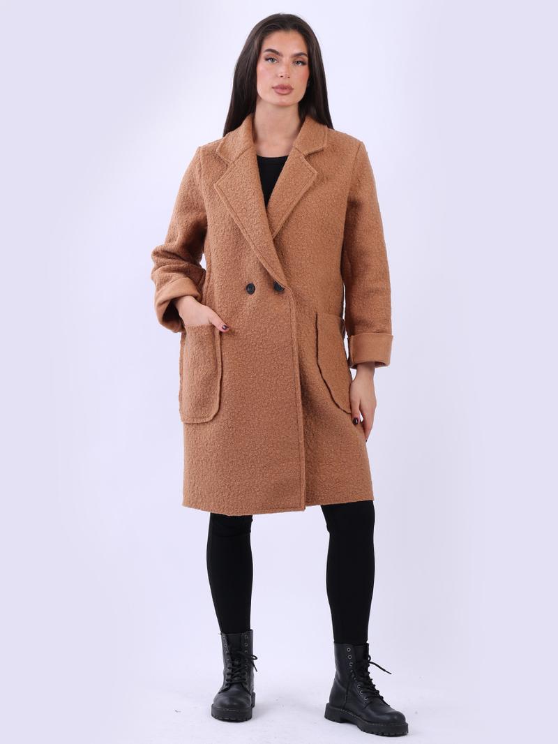 Product Introduction of SUBZY Size: One Size (UK Fit 12-18) Women's Long Sleeves Notch Lapel Collar Plus Size Lagenlook Woolen Coat 6