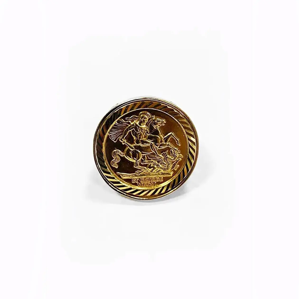 54 FLORAL LARGE CHUNKY ORNATE SAINT CHRISTOPHER FRAMED SAINT GEORGE SOVEREIGN MEDALLION SIGNET RING SILVER GOLD - FREE WORLDWIDE DELIVERY FREE RETURNS