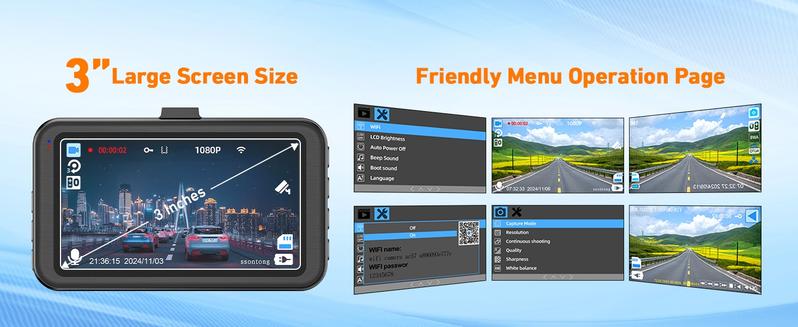 Product Introduction of Dash Cam Front and Rear, Dashcam WiFi/App Control 1080P Car Camera Dash Cam, Dual Lens Dashboard Dash Camera for cars w/ 32GB Card,Night Vision,WDR,G-sensor,Loop Recording,Parking Mode,170 Wide Angle 32