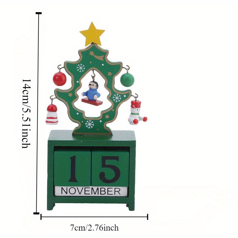 Product Introduction of Wooden Christmas Countdown Calendar with Santa, Elk, and Snowman - Decorative Holiday Blocks for Home and Office, Festive Xmas Advent Numerical Display, Seasonal Gift, No Feathers, Multi-Color 1