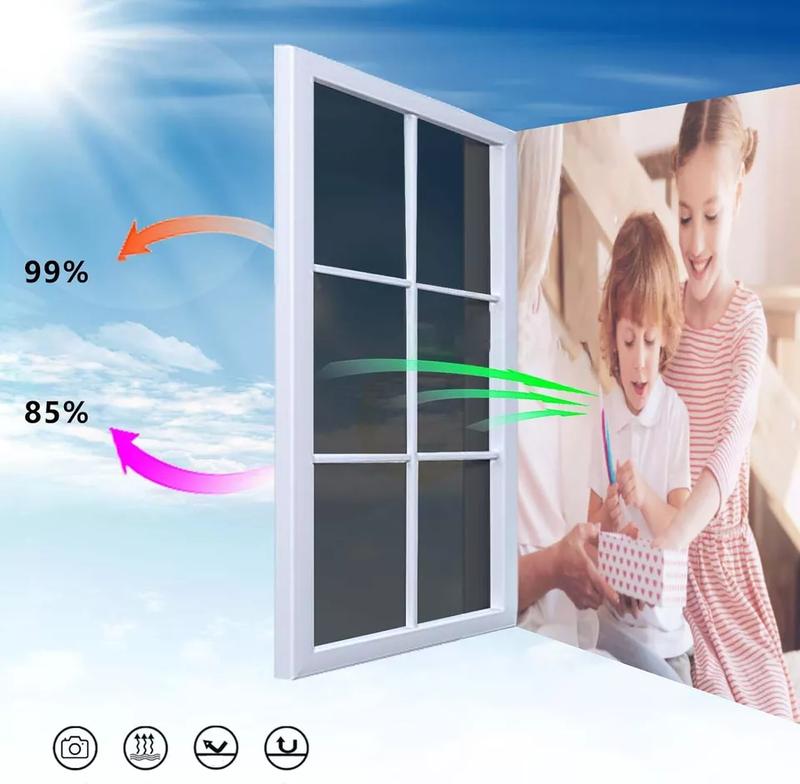 One Way Window Film, Privacy Film for Glass Windows, Heat Reflective Mirror Window Film - 90x200cm, Silver/black 1