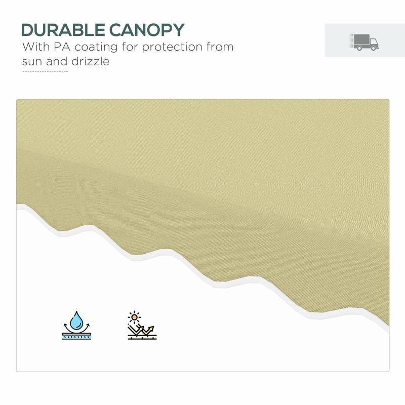 Outsunny 2.5m Square Double Top Garden Parasol Cantilever Umbrella with Ruffles, Beige 4