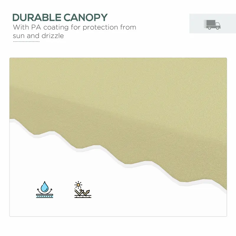 Outsunny 2.5m Square Double Top Garden Parasol Cantilever Umbrella with Ruffles, Beige 4