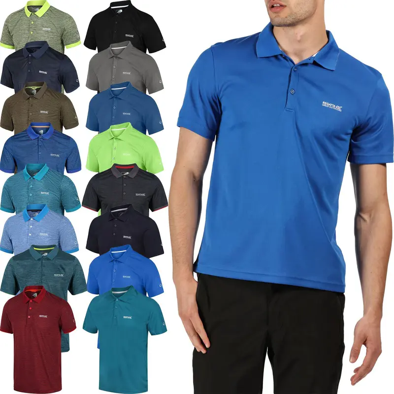 2 Pack Regatta Mens Polo Shirt Quick Dry Running Sport Fabric Tee Gym Polyester Breathable Fitness Performance 0