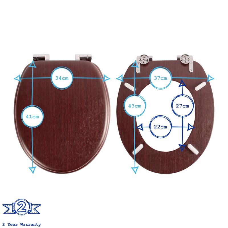 Harbour Housewares Soft Close Wooden Toilet Seat - Mahogany 2