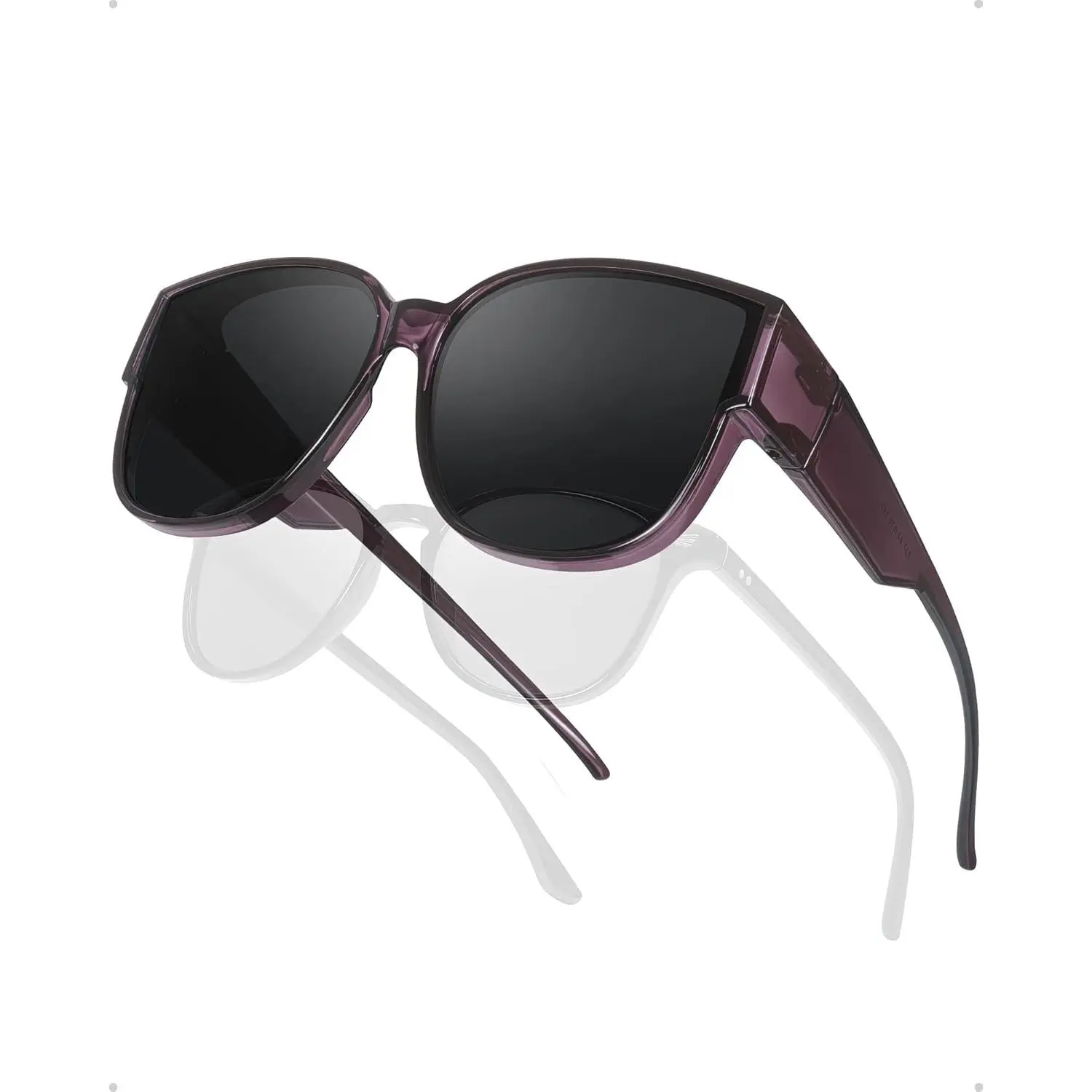 Over Glasses Sunglasses Womens Mens Polarised Fit Over Oval Sunglasses Clip on Small Face UV400 Protection