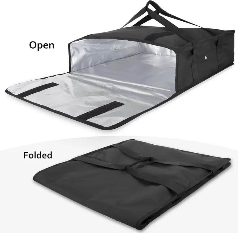 Pizza Carrier Insulated Bags Large for Deliveries, Insulated Pizza Carrier Delivery Bag 20x20 Food Bag for Personal and Professional Use (Black) 5