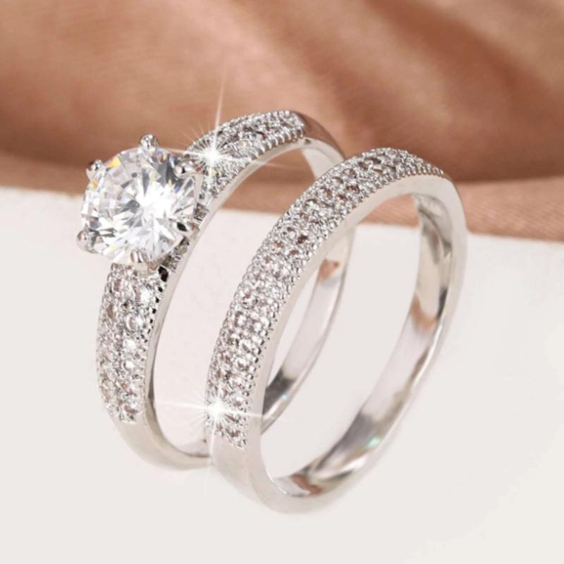 Set of 2 Cubic Zirconia Decorative Rings for Women 3