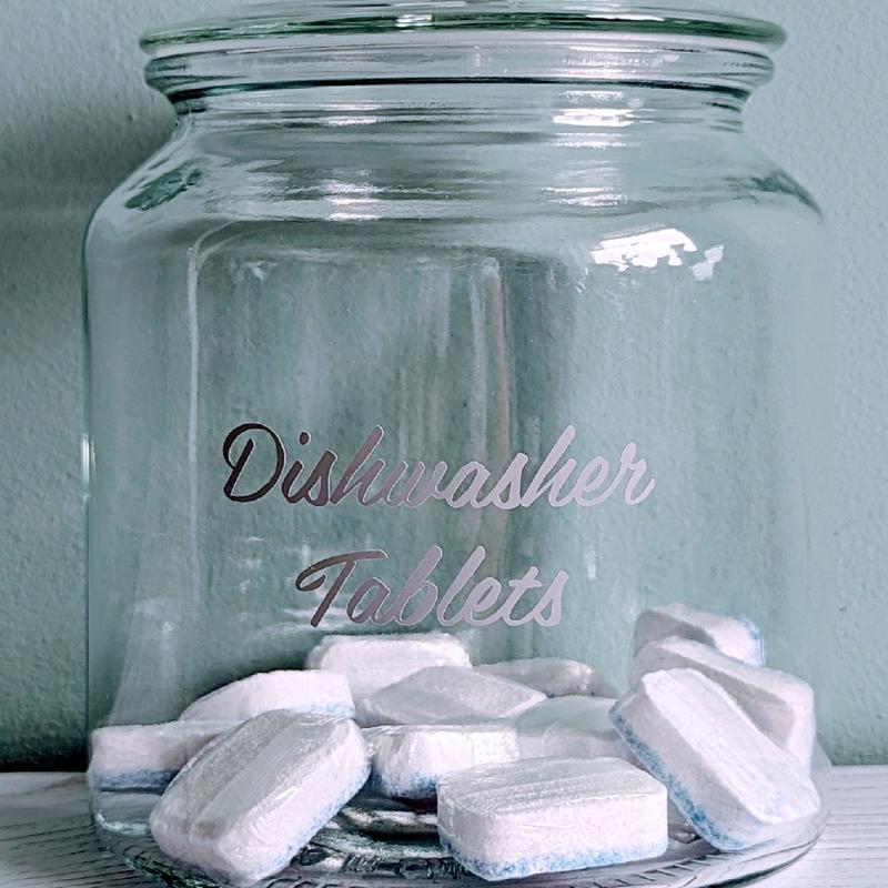 Large Glass Storage Jar for Dishwasher Tablets, Laundry Products, Pantry Dry Food, Custom Label 1.9L Kitchen Containers 2