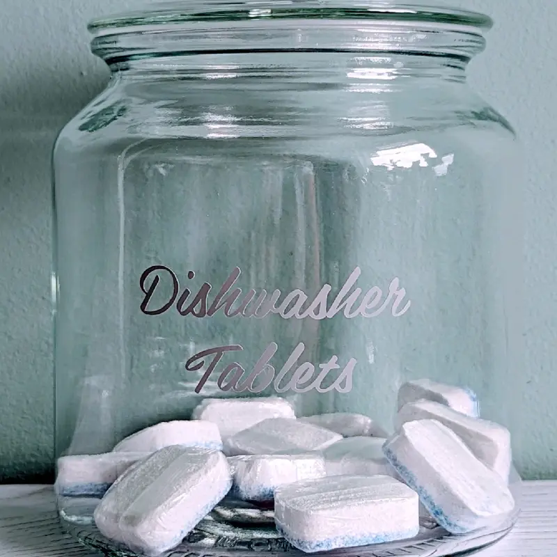 Large Glass Storage Jar for Dishwasher Tablets, Laundry Products, Pantry Dry Food, Custom Label 1.9L Kitchen Containers 2