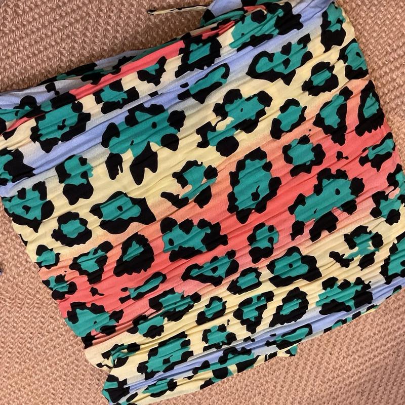 CW Multicolour Leopard Plisse Pleated Bottoms Comfortable Womenswear Trouser casual holiday 5