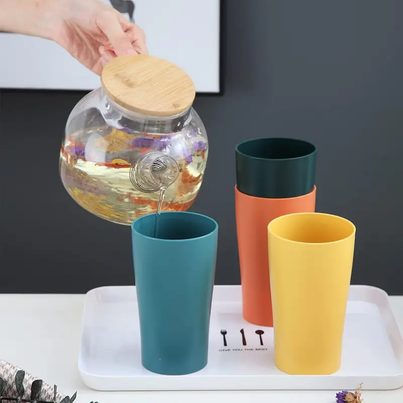 Plastic Cups Reusable 8 Pieces, Unbreakable Water Drinking Cup, Tumblers for Indoor Outdoor Travel Poolside Bathroom Adult Light Weight Easy to Carry BPA Free (Colorfu 3