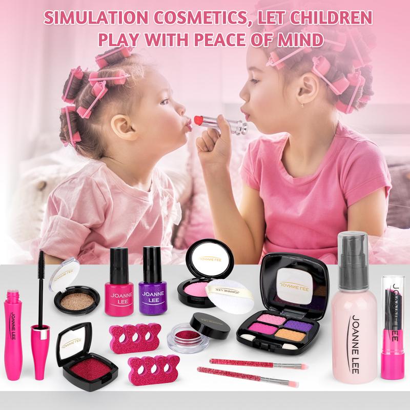 deAO Kids Makeup Toy Set – Realistic Pretend Play Cosmetics for Girls | Nail Polish, Eyeshadow & Lipstick Kit | Princess Birthday Gift Ages 3-10 (TikTok Viral!) 3