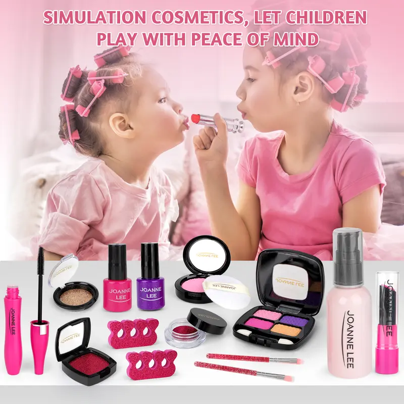 deAO Kids Makeup Toy Set – Realistic Pretend Play Cosmetics for Girls | Nail Polish, Eyeshadow & Lipstick Kit | Princess Birthday Gift Ages 3-10 (TikTok Viral!) 3