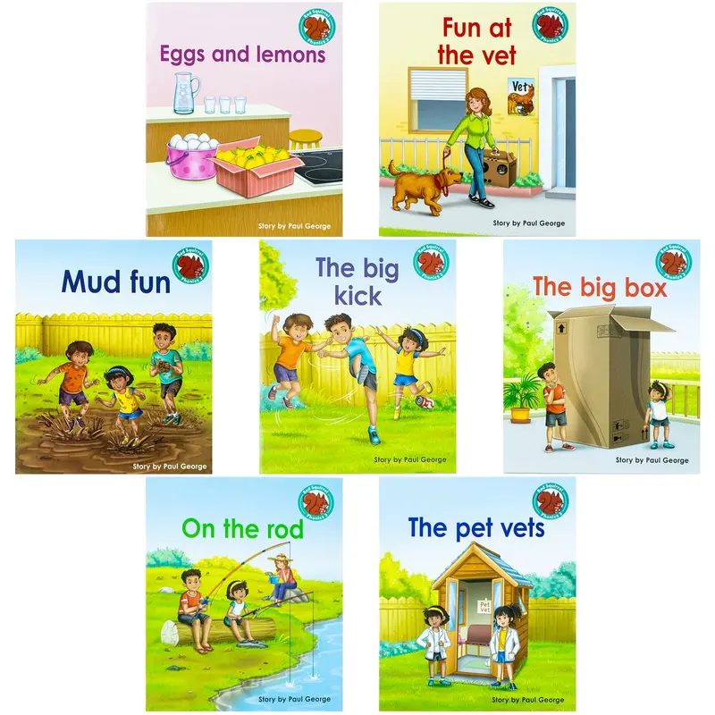 Red Squirrel Phonics Level 3 Collection 8 Books Set(The Big Kick, Nan And Pop, The Big Box, Fun at the vet, On the road, Mud Fun, Eggs and Lemons. The Pet vets) 1