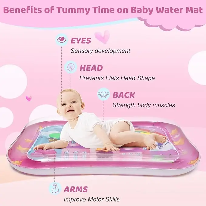 Inflatable Tummy Time Water Mat for Baby, Sensory Toy for Early Development, Ideal Gift for Girls 0-24 Months,toy , baby care, baby mat