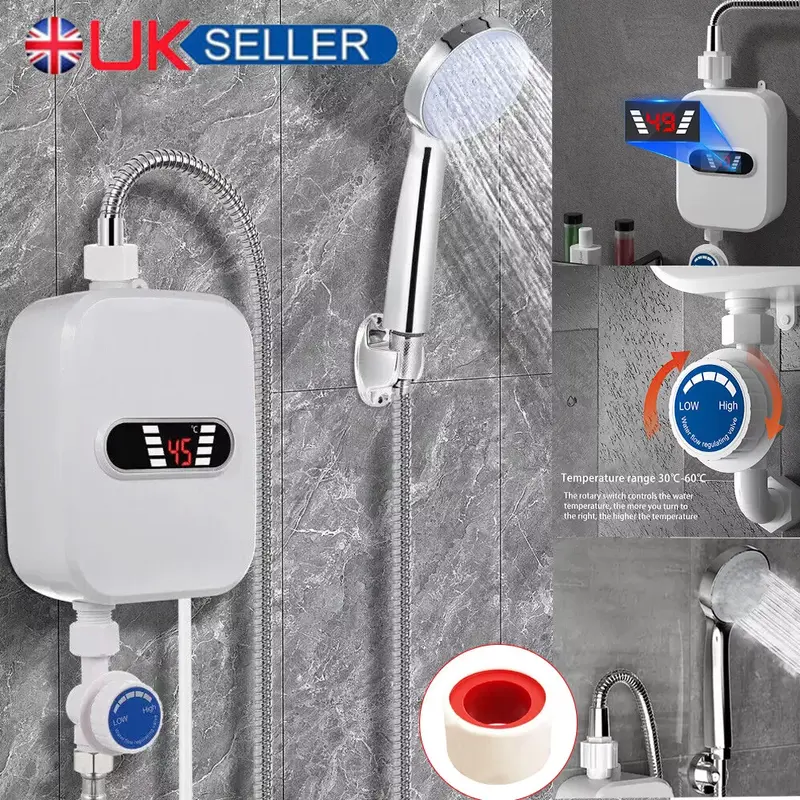 3500W Tankless Hot Water Heater Shower Electric Portable Instant Boiler Bathroom 0