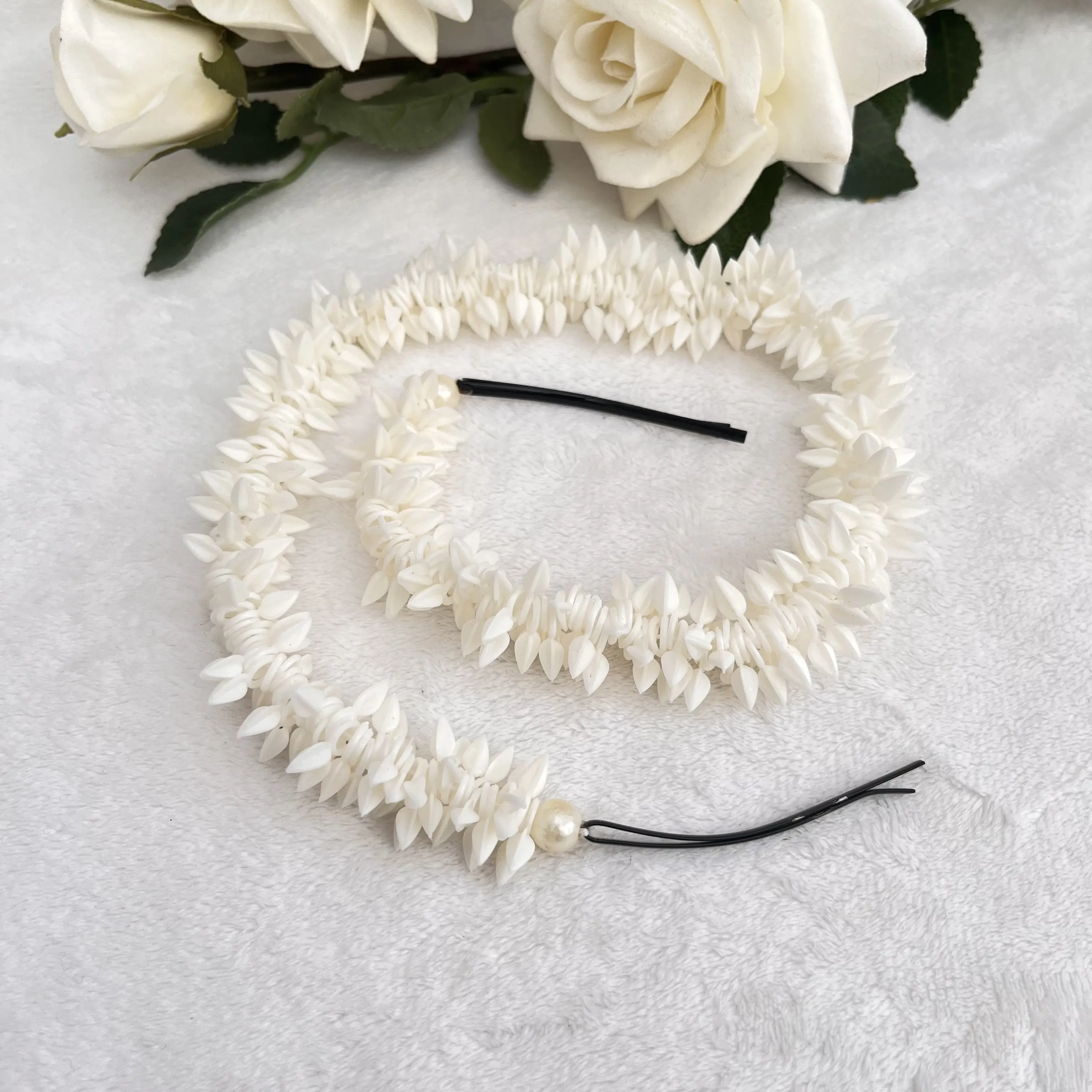 Jasmine Scented Long Floral Hair Tie Gajra Mogra Hair Accessory