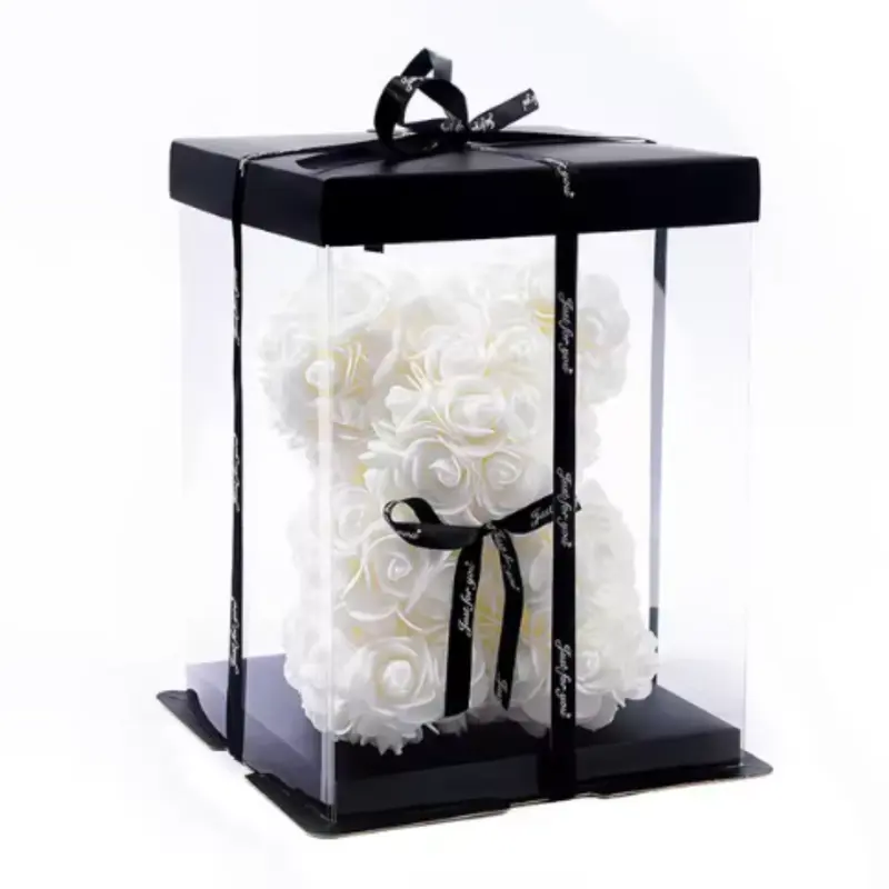 Artificial Rose Bear with Box Romantic Creative Gifts for Valentine's Day Eternal Rose Bear - A Romantic Gift for Her Foam Flowers 20cm, 1PC Decor Decorative Fruit Plants Ornaments 6