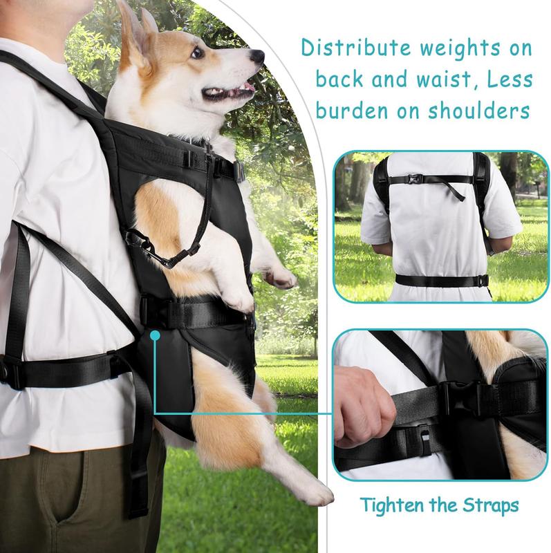 Pet Front Dog Carrier Backpacks, Adjustable Dog Backpack Carrier, Legs Out Easy-fit Dog Chest Carrier for Medium Small Dogs, Hands Free Dog Front Carrier for Hiking, Cycling 2