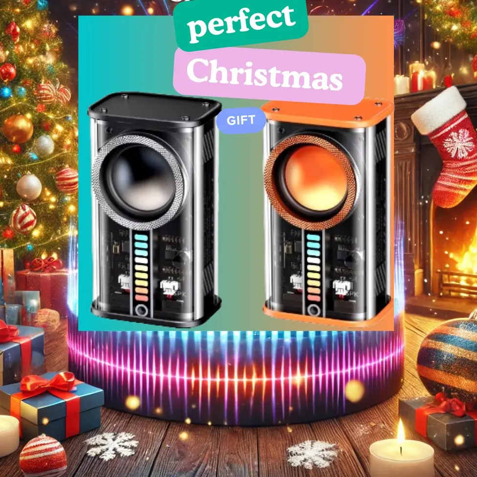 ClearTech Series  – Portable Mini 3D Subwoofer, Bluetooth 5.3, Super Bass, Long Battery Life, REMAX RB-M68 Clear Mecha Audio Charging Compact Connection Device， Wireless mecha speaker, Chargeable,Christmas gift idea