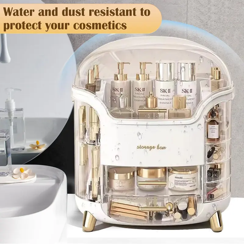 Multi-Function Makeup Storage Organiser, Skincare Organiser Drawers Beauty Holder Cosmetic Jewelry Organisers for Bedroom, Dressing Table Organiser Dustproof Waterproof vanitybox cosmetics organiser  storage makeupbox corrosive resistant with drawers 4