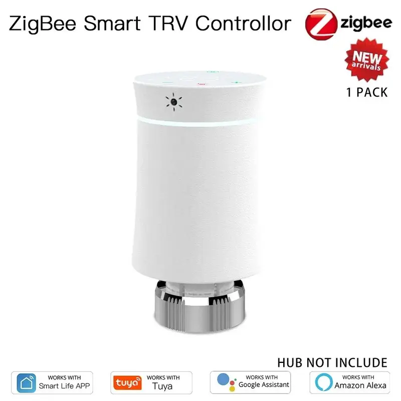 MOES ZigBee 3.0 TRV Thermostat Tuya Radiator Actuator Valve Smart Programmable Temperature Controller Alexa Google Voice Control 8