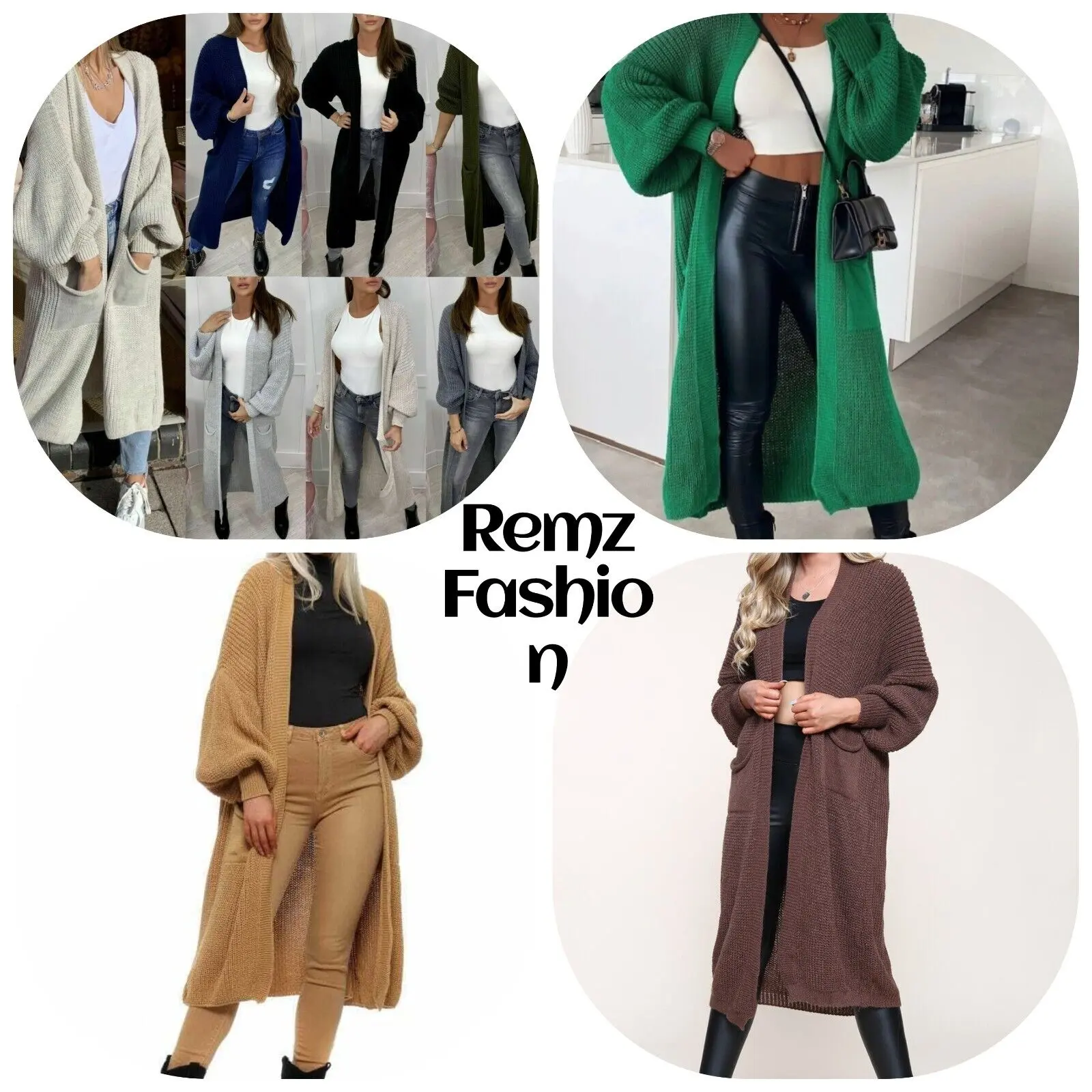 Women Chunky Knitted Oversized Cardigan Ladies Balloon Sleeve Long Maxi Cardigan Jumper Knitwear Womenswear Outdoor