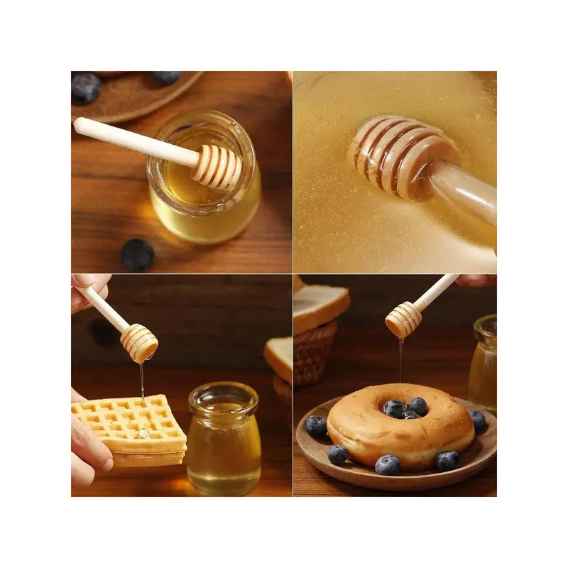 10pcs/20pcs/30pcs/40pcs/50pcs 3.5 Inch Wooden Honey Dipper Sticks, Mini Honey Dippers For Honey Jar, Glue Applicator, Drizzle Honey, Wedding & Party Favors 3