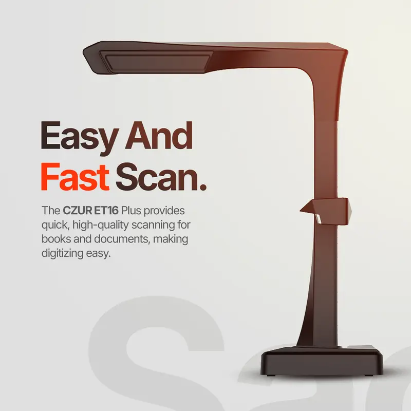 CZUR ET16 Plus Book Scanner - Professional 16MP Document Scanner with Maximum Capture A3 Size - 180 Plus Languages - Convert to Searchable PDF, Word, Excel and More - Windows and MacOS Compatible - Perfect for Home, Office, Education and Library 1