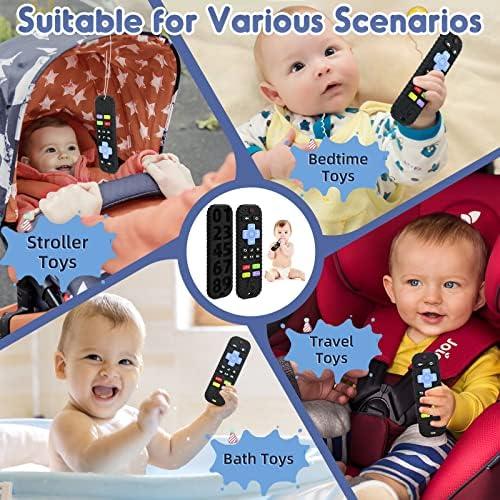 Teething Relief Teethers Toys for Babies 3-6 12 Months Gifts, Silicone Remote Control Baby Teether Bath Toys for 3 6 9 Months Newborn Infant Boy Girl Autism, Food Grade Silicone Sensory Toys, Black 2