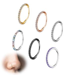 OUFER Dainty Sparkle Hoop CZ Hinged Nose Ring Suitable for Daily Wear 20G 18G