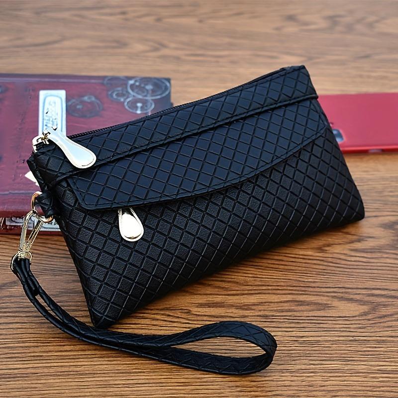 Product Introduction of Women's Argyle Quilted Clutch Bag, Multi Zipper Wristlet Bag For Phone & Coin, Fashion Handbag 8