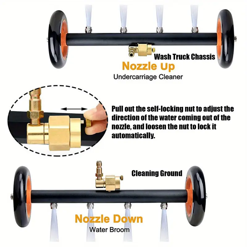 2-in-1 Pressure Washer Undercarriage Cleaner Water Broom, 16" Surface Cleaner Power Washer Attachment with 4 Nozzles 3 Extension Rods and QC Pivot Coupler, 4000 PSI 40cm 5