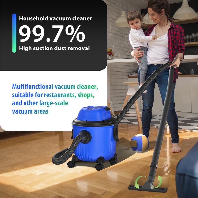 3-in-1 800W Wet & Dry Vacuum Cleaner, 3 Functions (Dry/Wet/Blow), >16kPa Powerful Suction, 15L Capacity, HEPA Filter, with Swivel Wheels for Easy Mobility, Ideal for Carpets, Home, Shops, Office, Cars, Large Areas & Commercial Cleaning! vacuuming 3