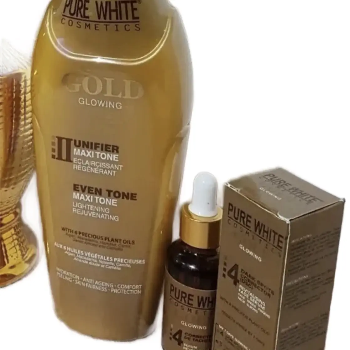 Pure White Gold Glowing Lotion 400ml + Serum - 1 PCs Sets ORIGINAL Body Care Comfort Moisturizer Skin Repair Skin Care Moisturizing Hydrating Moisture Cosmetic Sensitive Gentle