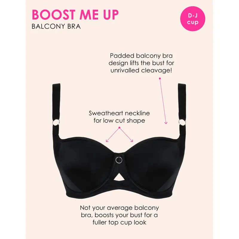 Curvy Kate Boost Me Up Padded Balcony Bra Black 2