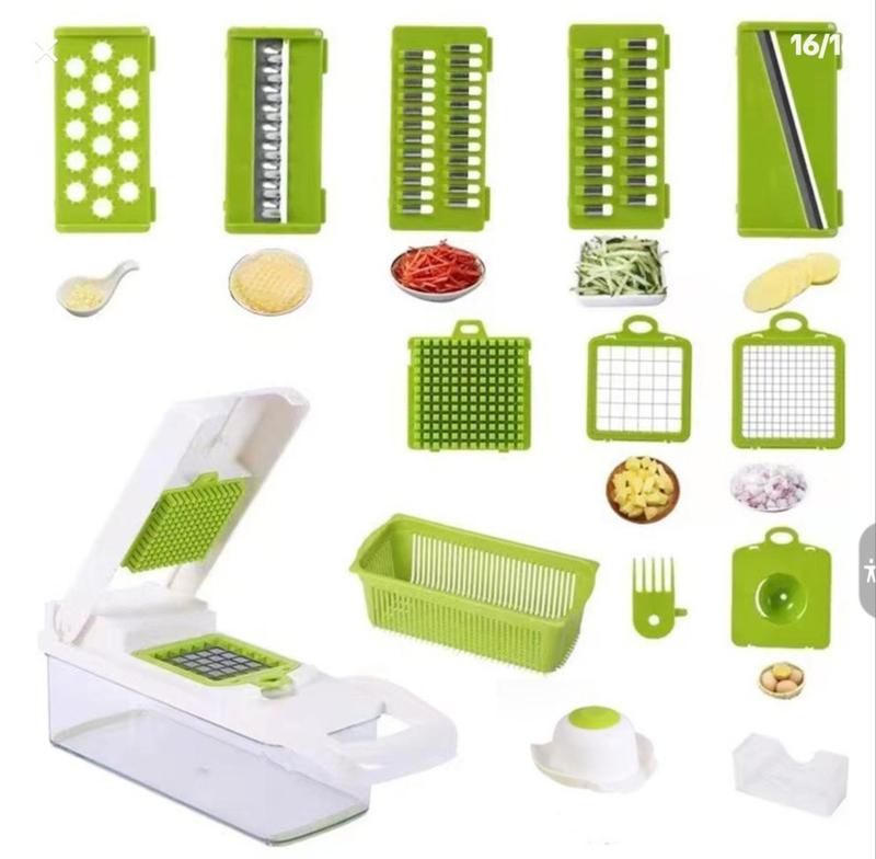 Product Introduction of Malticolor Multi-functional Manual Vegetable Cutter, 1 Set Household Bandle Kitchen Accessories 13 in 1 Vegetable Chopper, Kitchen Mandoline, Vegetable Cutter, Slicer Fruits Dicer, Veggie chopper, Kitchen Gadgets, Useful Kitchen Utensils. 5