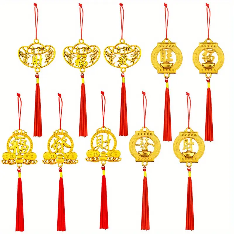 10pcs Classic Snake Year Hanging Ornaments - Plastic New Year Decorations, No Electricity or Feathers Required, Bonsai Wealth Tree Lantern Pendants for 2025 Spring Festival Multicolor 4