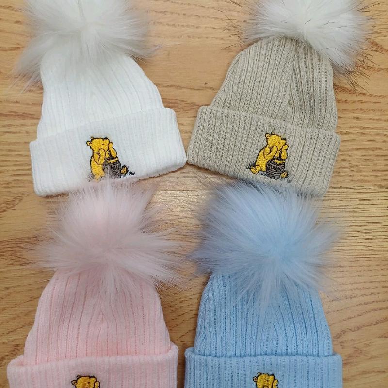 new item honey bear logo bennie hat newborn 2