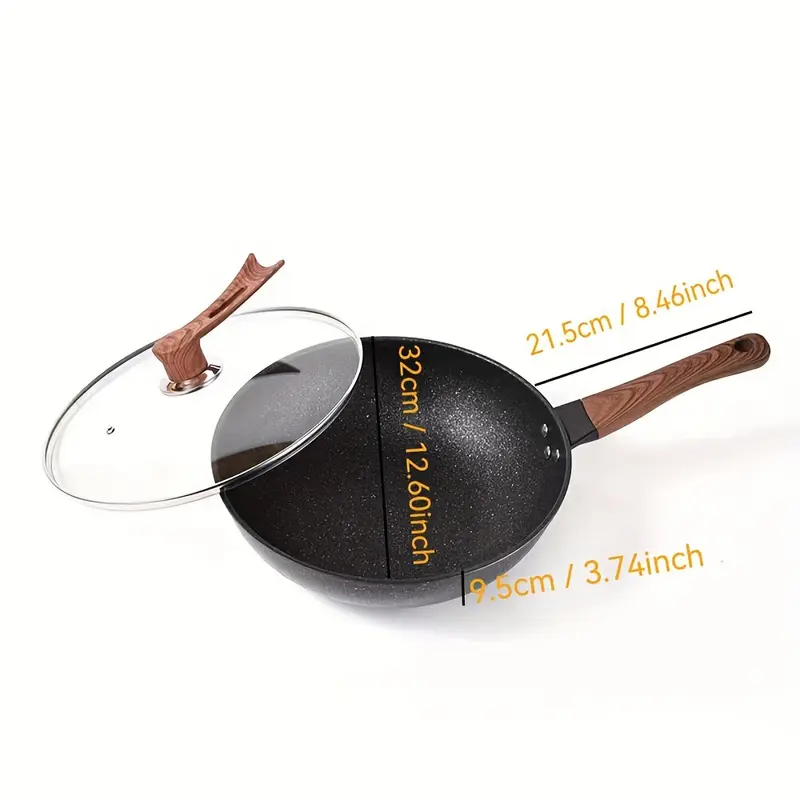 Cast Iron Chef's Pan 30CM-34CM Nonstick Coating, Easy Clean, Ergonomic Handle, Versatile Kitchen Cookware 4
