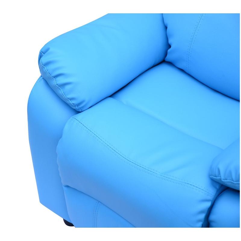 Kids Children Recliner Lounger Armchair Games Chair Sofa Seat PU Leather Look w/ Storage Space on Arms (Blue) 8