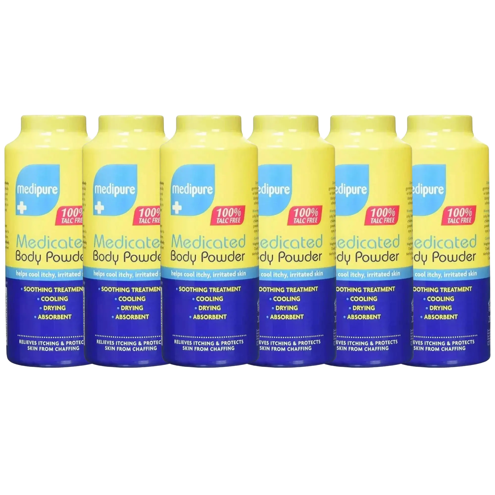 6 x 200g Medipure Medicated Body Powder 100% Talc Free Soothing Treatment