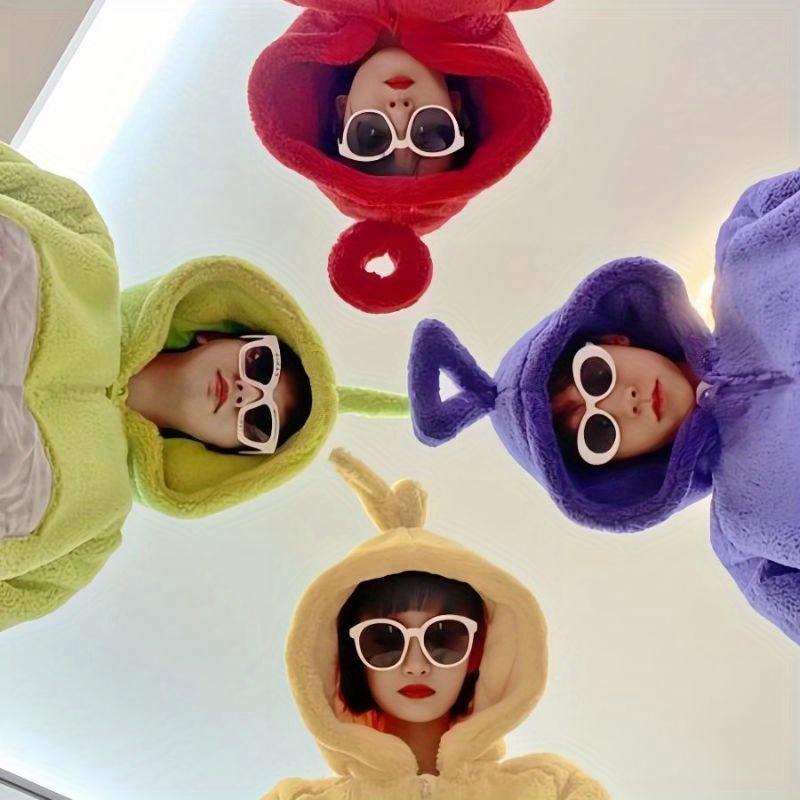 Teletubbies One-Piece Pajamas, Halloween Cartoon Role-Playing Loose One-Piece Hooded Jumpsuit Super Soft Flannel Adult Pajamas, Cute Cartoon Teletubbies Couple One-Piece Pajamas 2